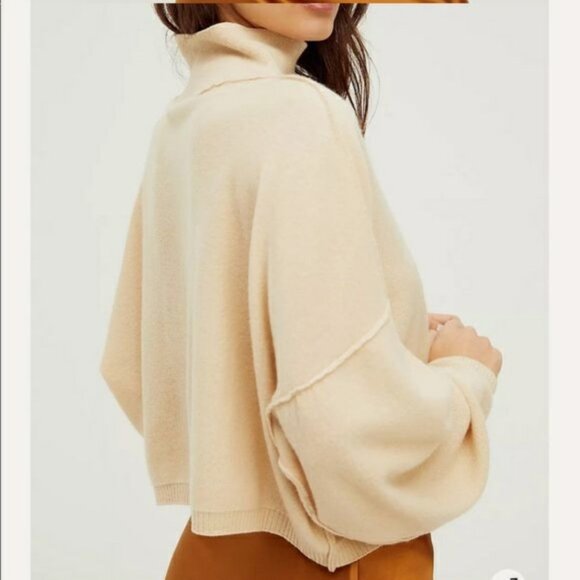 Free People So Low So High Cashmere Oversized Boxy Sweater Beige Size S - Picture 5 of 16